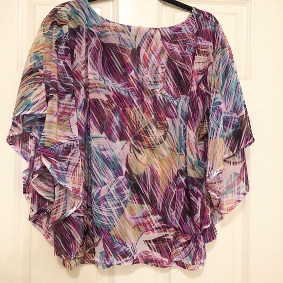 Jennifer Lopez Tropical Print Flowy Top Size Large - Picture 4 of 8